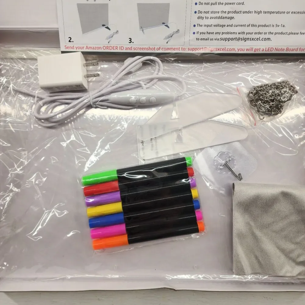 NEW LED Note Board 14x10 Inch 4 Color‎ Modes w/ Dry Erase Markers Light Up Board
